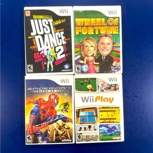 WII GAMES BUNDLE Just Dance WiiPlay Spiderman Wheel of Fortune ALL TESTED